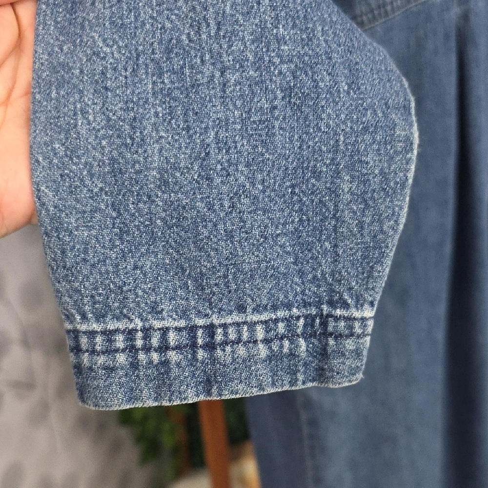 L.L. Bean Vintage Denim Button-Front Midi Dress-8 Petite - Picture 9 of 11